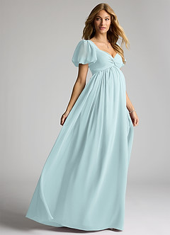 Azazie Madisynn Maternity Bridesmaid Dresses Bow Chiffon Floor-Length Dress image4