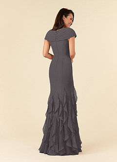 Azazie Bailora Mother of the Bride Dresses Steel Grey Mermaid Ruched Chiffon Dress image3
