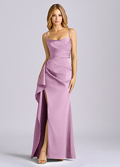 Azazie Sarai Bridesmaid Dresses Wisteria Sheath Corset Stretch Satin Dress image3