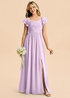 Azazie Anaya Junior Frosted Lilac A-Line Sweetheart Neckline Chiffon Dress image1