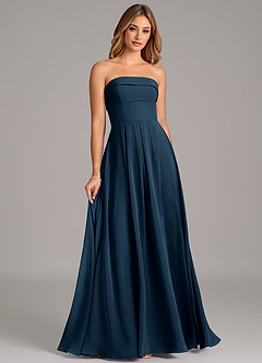 Azazie Lucienne Bridesmaid Dresses Dark Navy A-Line Strapless Chiffon Convertible Dress image3