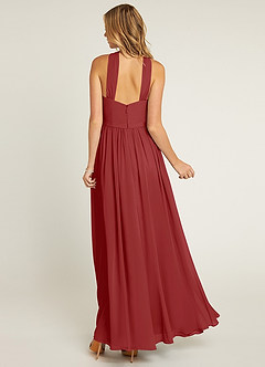 Azazie Jacey Final Sale Rust A-Line Pleated Chiffon Dress image2