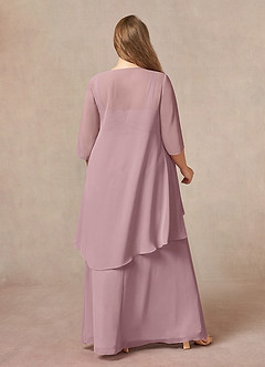 Azazie Weisz Abiti per la Madre della Sposa Abito A-Line in Chiffon Plissettato con Scollo Quadrato Rosa Polverosa image8