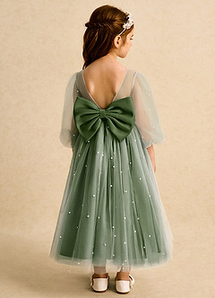 Azazie Trudy Flower Girl Dresses Olive Ball-Gown Sweetheart Neckline Tulle Dress image2