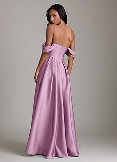 Azazie Loisa Abiti da Damigella Abito A-Line in Raso Elasticizzato a Spalla Scoperta Glicine image2