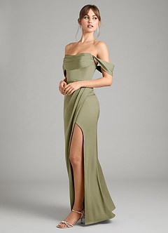 Azazie Johana Bridesmaid Dresses Pistachio Mermaid Off the Shoulder Stretch Satin Convertible Dress image7