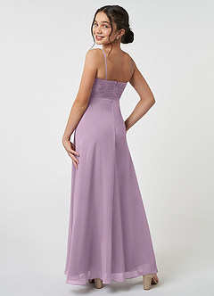 Azazie Sonya Junior Wisteria A-Line Lace Chiffon Dress image4