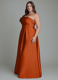 Azazie Lucienne Bridesmaid Dresses Burnt Orange A-Line Strapless Stretch Satin Convertible Dress image11