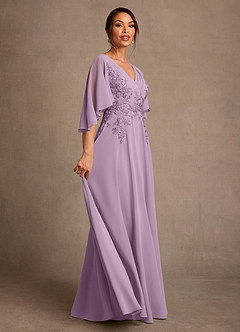 Azazie Tilda Abiti per la Madre della Sposa Abito A-Line in Chiffon Pizzo Glicine image3