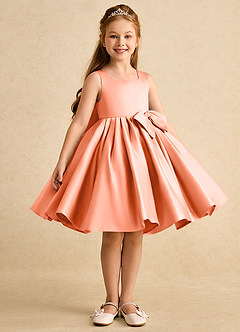 Azazie Jessie Flower Girl Dresses Sunset A-Line Bow Matte Satin Dress image4