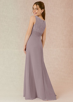 Azazie Snow A-Line Lace Chiffon Floor-Length Junior Bridesmaid Dress image2