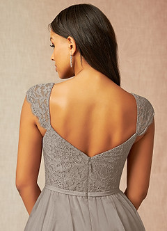 Azazie Luxi Brautjungfernkleider A-Linie Plissee Tüll Kleid Taupe image5