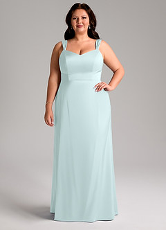 Azazie Denice Bridesmaid Dresses Sea Glass Sheath Pleated Stretch Satin Dress image8