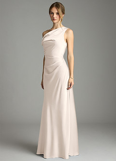 Azazie Emerson Bridesmaid Dresses White Alabaster Mermaid Off the Shoulder Stretch Satin Dress image10