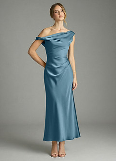 Azazie Emerson Jurken voor bruidsmeisjes Jurk van Stretch Satijn met Zeemeermin Off the Shoulder Bermuda image1