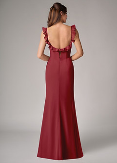 Azazie Callie Bridesmaid Dresses Pomegranate Mermaid Side Slit Chiffon Convertible Dress image2