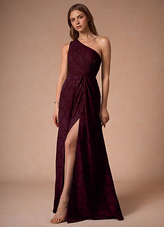 Hermosa Wine One Shoulder Maxi Dress image3