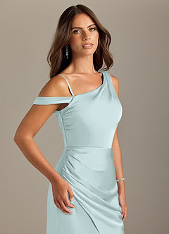 Azazie Madelyn Bridesmaid Dresses Sea Glass Mermaid Off the Shoulder Stretch Satin Convertible Dress image6