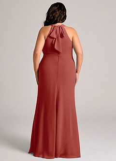 Azazie Doretta Robes de demoiselle d'honneur Robe Sirène en Mousseline de soie Plissée Terracotta image7