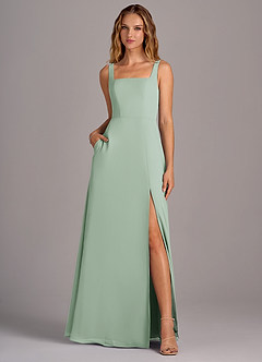 Azazie Debra Bridesmaid Dresses Agave A-Line with Pockets Chiffon Convertible Dress image5
