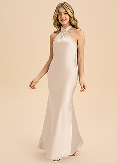 Azazie Chickie Junior Etui Plissee Stretch-Satin Kleid Alabaster Weiß image5