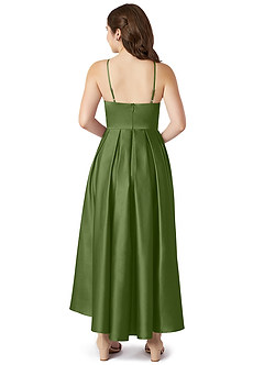 Azazie Jemima Junior Juniper A-Line with Pockets Stretch Satin Dress image2