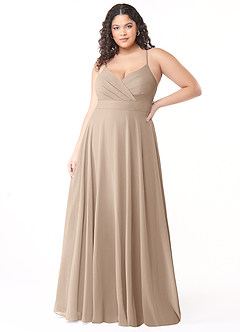 Azazie Avelina Bridesmaid Dresses Taupe A-Line V-Neck Pleated Chiffon Dress image6