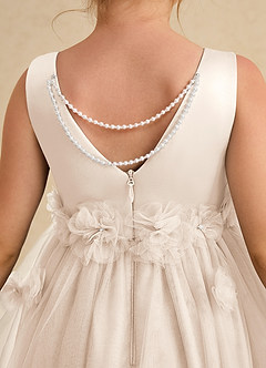 Azazie Lux Flower Girl Dresses White Alabaster A-Line Beaded Tulle Dress image6