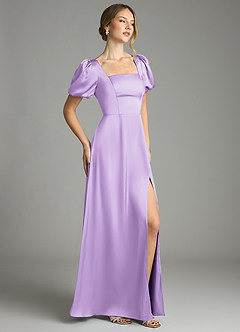 Azazie Fyona Bridesmaid Dresses Lilac A-Line Pleated Stretch Satin Dress image5