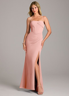 Azazie Chantel Bridesmaid Dresses Rosette Sheath Strapless Chiffon Convertible Dress image5