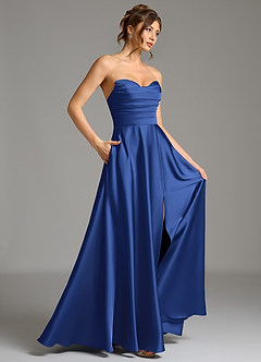 Azazie Ayla Suknie dla druhen Linia A Gorset Satyna elastyczna Do ziemi Sukienka image6