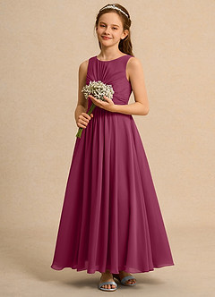 Azazie Ducky Girls Formal Sukienki dla dziewczynek sypiących kwiaty Linia A Pofałdowany Szyfon Długość kostki Sukienka image6