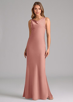 Azazie Allettie Bridesmaid Dresses Rosette Mermaid Stretch Satin Dress image6