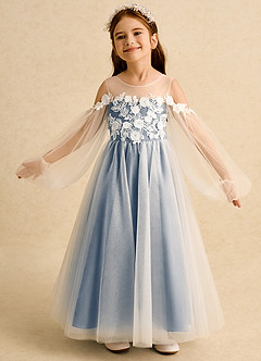 Azazie Zimi Jurken voor bloemenmeisjes Baljurk Jurk van Tule Sweetheart Halslijn Schemering image4