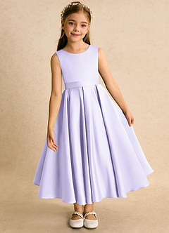Azazie Junebuj vestidos de niña de las flores Vestido de Lila de Satin Mate de Princesa con Plisado image6