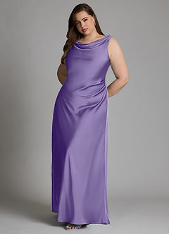 Azazie Nerine Bridesmaid Dresses Tahiti A-Line Pleated Stretch Satin Dress image10