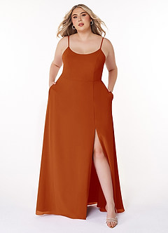 Azazie Moira Bridesmaid Dresses Paprika A-Line Scoop Chiffon Dress image8