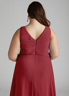 Azazie Flora Jurken voor bruidsmeisjes Jurk van Chiffon met A-Lijn Geplooid Granaatappel image14