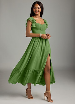 Azazie Anaya Bridesmaid Dresses Basil A-Line Sweetheart Neckline Chiffon Dress image3