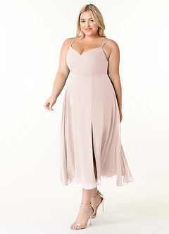 Azazie Clarissa Bridesmaid Dresses Rose Petal A-Line V-Neck Chiffon Dress image9
