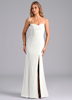 Azazie Wynni Abiti da Damigella Abito Sirena in Chiffon Corsetto Bianco image3