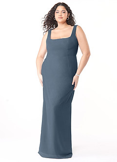 Azazie Flori Bridesmaid Dresses Neptune Sheath Square Neckline Chiffon Dress image9