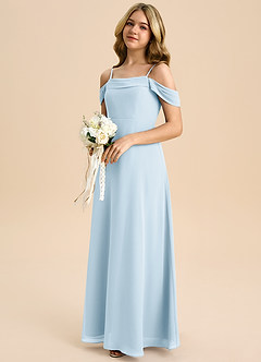 Azazie Anselie Junior Sky Blue A-Line Off the Shoulder Chiffon Dress image6