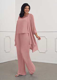 Azazie Maura Mother of the Bride Dresses Dusty Rose Jumpsuit/Pantsuit Sequins Chiffon Dress image9