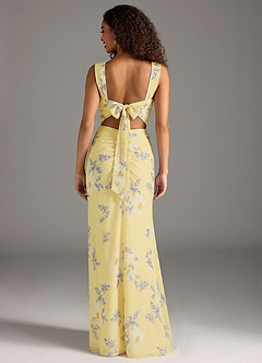 Azazie Jesaphine Robes de demoiselle d'honneur Robe Fourreau en Mousseline de soie Arc Sorbet Au Citron,Fleurs Du Nouvel An image5