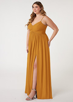 Azazie Alia Bridesmaid Dresses Butterscotch A-Line Pleated Chiffon Dress image8