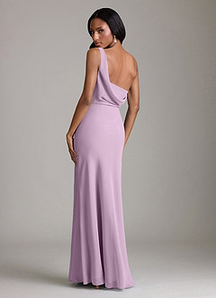 Azazie Madelyn Bridesmaid Dresses Wisteria Mermaid One Shoulder Chiffon Convertible Dress image9
