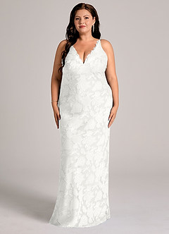 Azazie Tianna Brudepigekjoler Skede Blonder Blomsterudbrændthed Gulv-længde Kjole image8