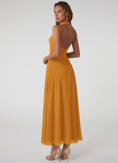 Azazie Tessie Jurken voor bruidsmeisjes Jurk van Chiffon met A-Lijn Geplooid Boterbabbelaar image2