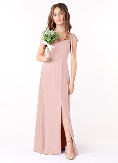 Azazie Rosey Junior Eucalyptus A-Line Sweetheart Neckline Chiffon Dress image4